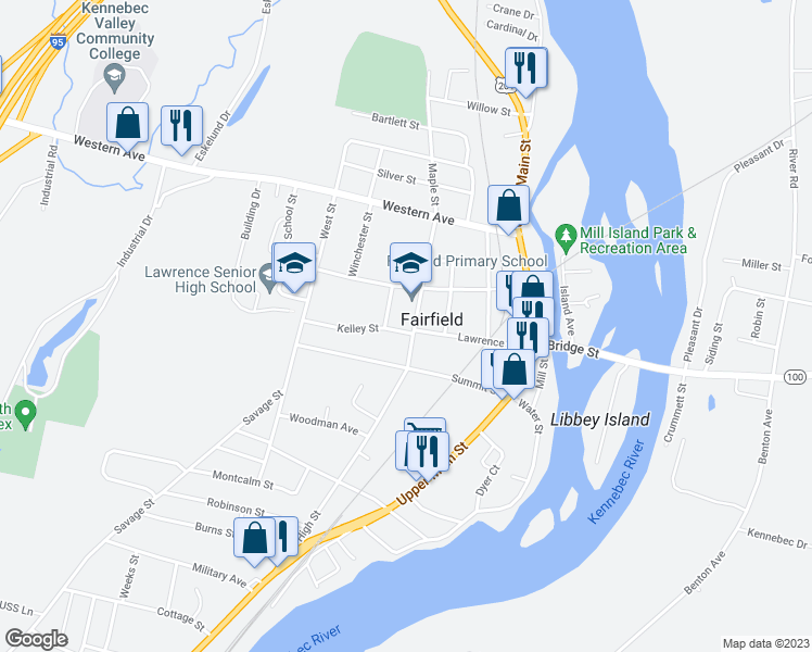 map of restaurants, bars, coffee shops, grocery stores, and more near 51 High Street in Fairfield
