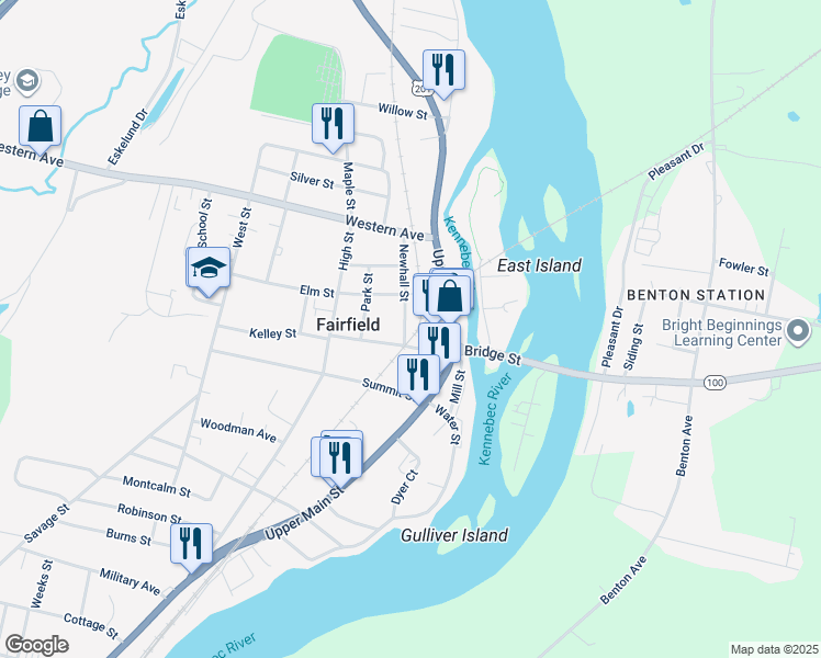 map of restaurants, bars, coffee shops, grocery stores, and more near 5 Gordon Place in Fairfield