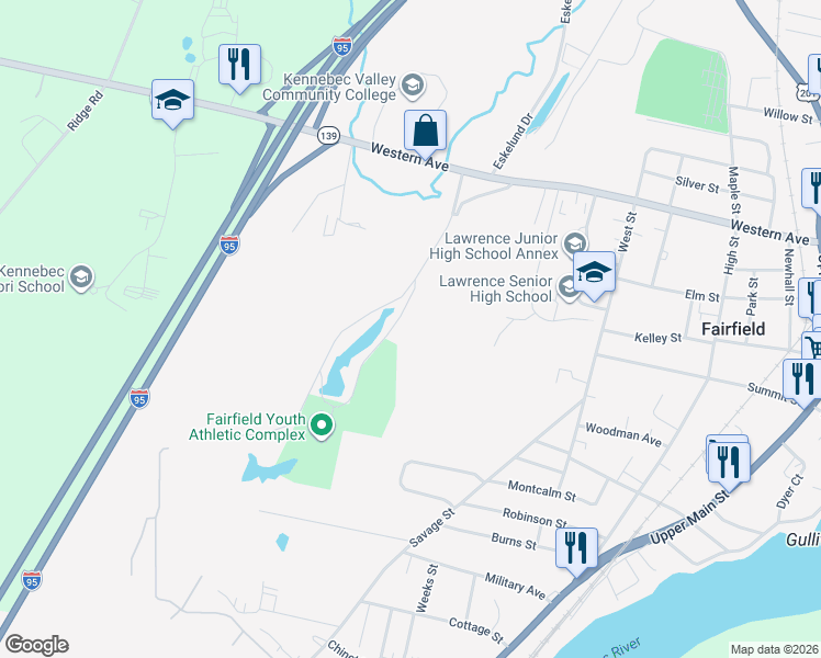 map of restaurants, bars, coffee shops, grocery stores, and more near 1 Industrial Drive in Fairfield