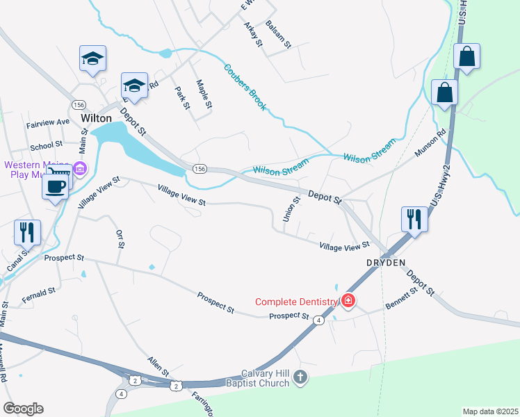 map of restaurants, bars, coffee shops, grocery stores, and more near 157 Village View Street in Wilton