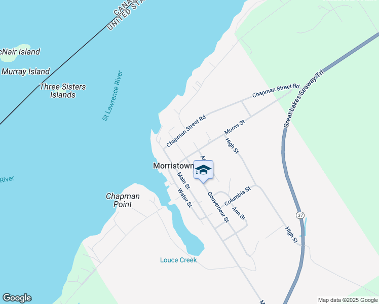 map of restaurants, bars, coffee shops, grocery stores, and more near 202 Ann Street in Ogdensburg