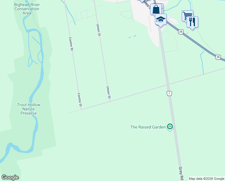 map of restaurants, bars, coffee shops, grocery stores, and more near 447 Union Street in Meaford