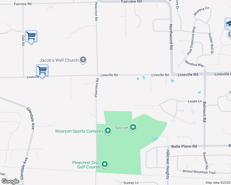 map of restaurants, bars, coffee shops, grocery stores, and more near 1750 Pinecrest Road in Green Bay