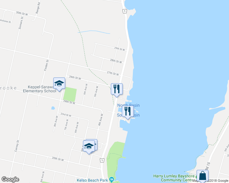 map of restaurants, bars, coffee shops, grocery stores, and more near 2590 3rd Avenue West in Owen Sound