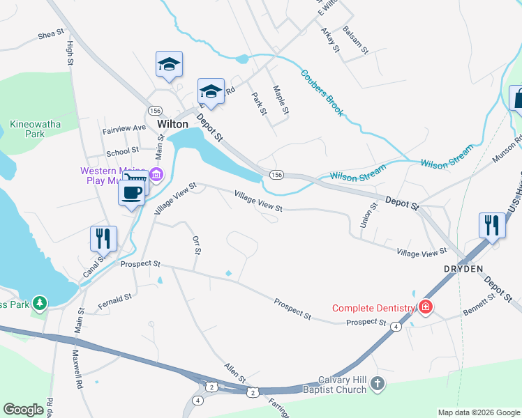 map of restaurants, bars, coffee shops, grocery stores, and more near 101 Village View Street in Wilton