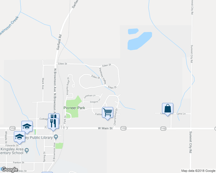 map of restaurants, bars, coffee shops, grocery stores, and more near 642 Eden Street in Kingsley