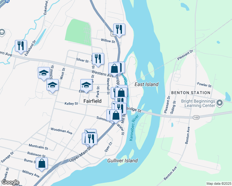 map of restaurants, bars, coffee shops, grocery stores, and more near 5 Gordon Place in Fairfield