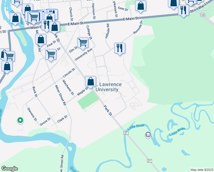 map of restaurants, bars, coffee shops, grocery stores, and more near 23 Romoda Drive in Canton