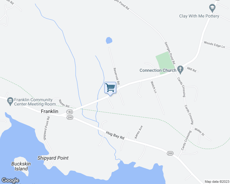 map of restaurants, bars, coffee shops, grocery stores, and more near 39 Maine 182 in Franklin