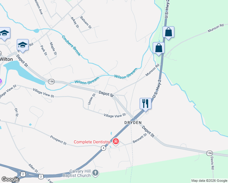map of restaurants, bars, coffee shops, grocery stores, and more near 6 Munson Road in Wilton