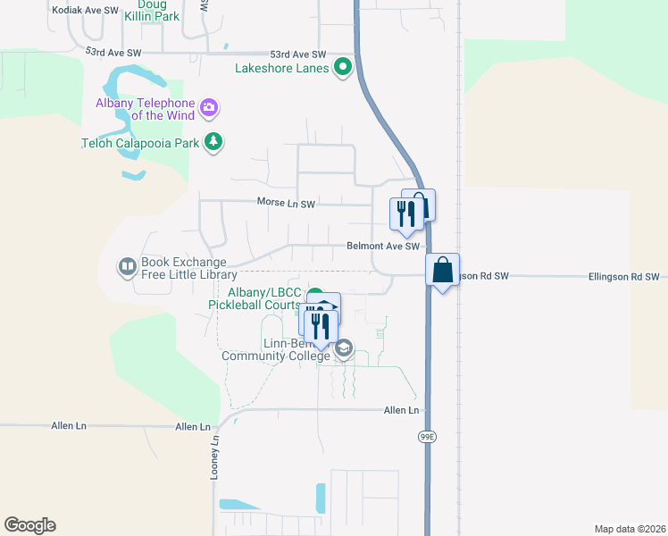 map of restaurants, bars, coffee shops, grocery stores, and more near 6295 Weldon Court Southwest in Albany