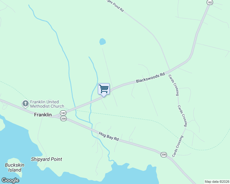 map of restaurants, bars, coffee shops, grocery stores, and more near 39 Maine 182 in Franklin