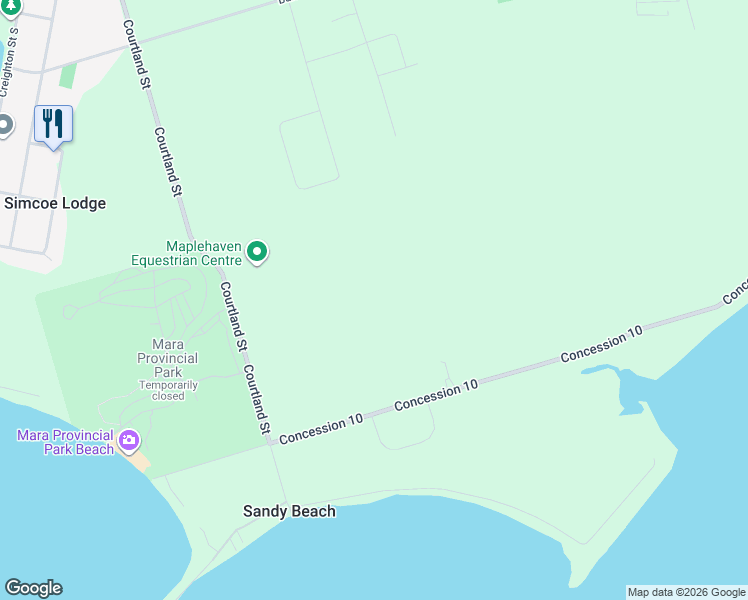 map of restaurants, bars, coffee shops, grocery stores, and more near 4650 Concession 10 in Orillia