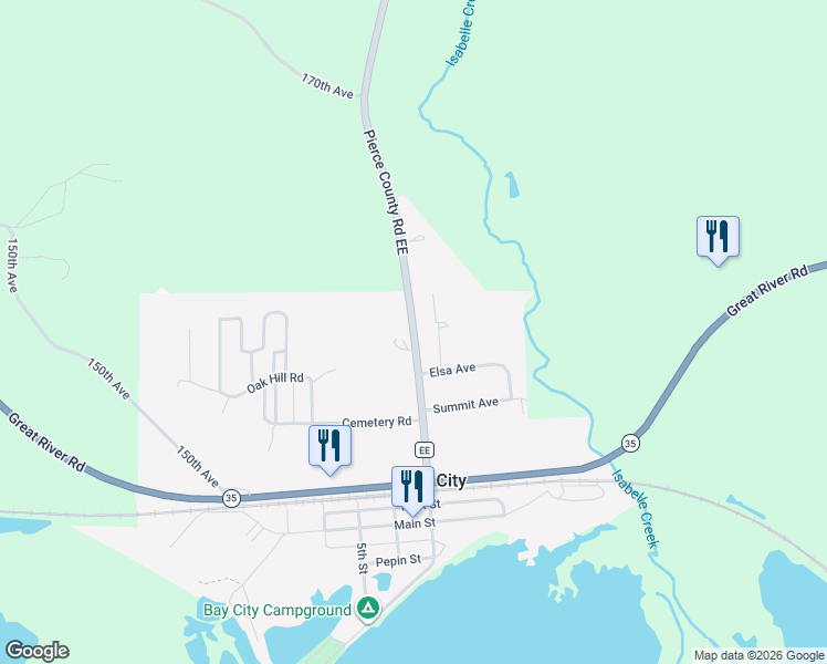 map of restaurants, bars, coffee shops, grocery stores, and more near N1348 Cty Tk Ee in Bay City