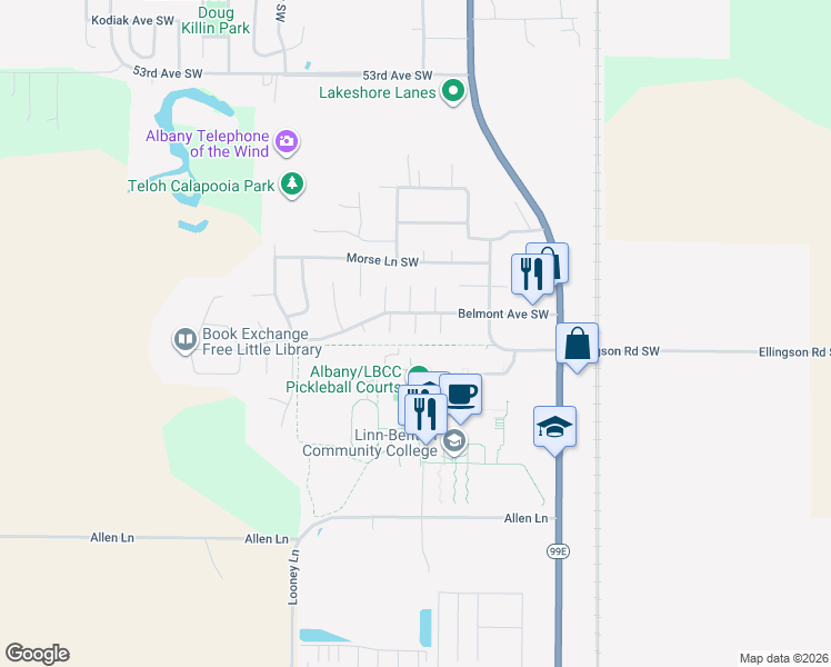 map of restaurants, bars, coffee shops, grocery stores, and more near 6229 Warwick Court Southwest in Albany