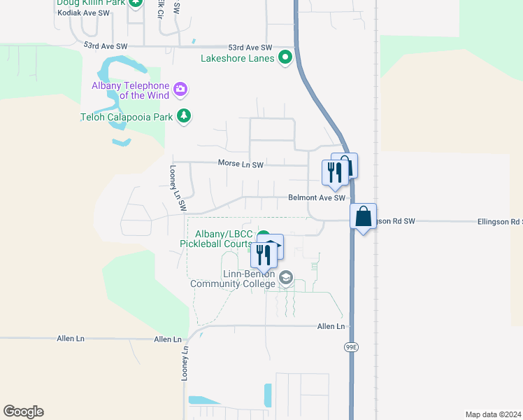 map of restaurants, bars, coffee shops, grocery stores, and more near 6298 Warwick Court Southwest in Albany