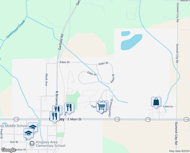 map of restaurants, bars, coffee shops, grocery stores, and more near 642 Eden Street in Kingsley