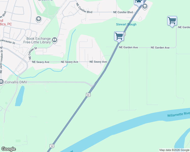 map of restaurants, bars, coffee shops, grocery stores, and more near 2092 Northeast Highway 20 in Corvallis