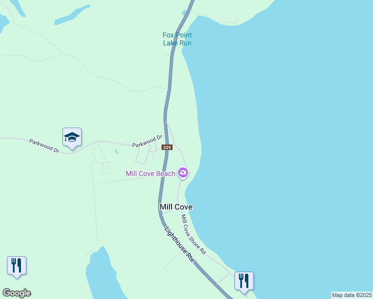 map of restaurants, bars, coffee shops, grocery stores, and more near 43 Mill Cove Shore Road in Hubbards