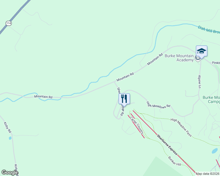 map of restaurants, bars, coffee shops, grocery stores, and more near 1080 Mountain Road in Burke
