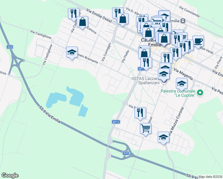 map of restaurants, bars, coffee shops, grocery stores, and more near in Provincia di Modena