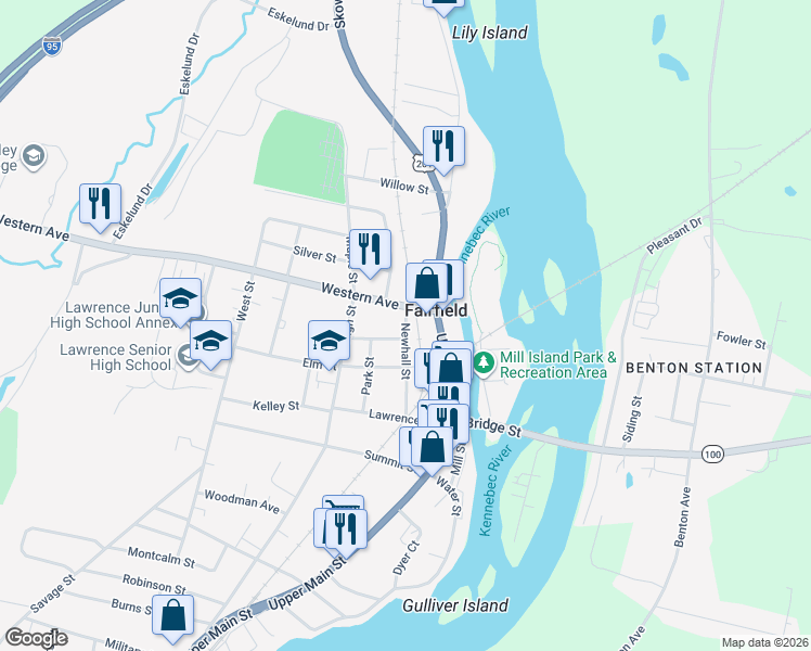 map of restaurants, bars, coffee shops, grocery stores, and more near 19 Newhall Street in Fairfield