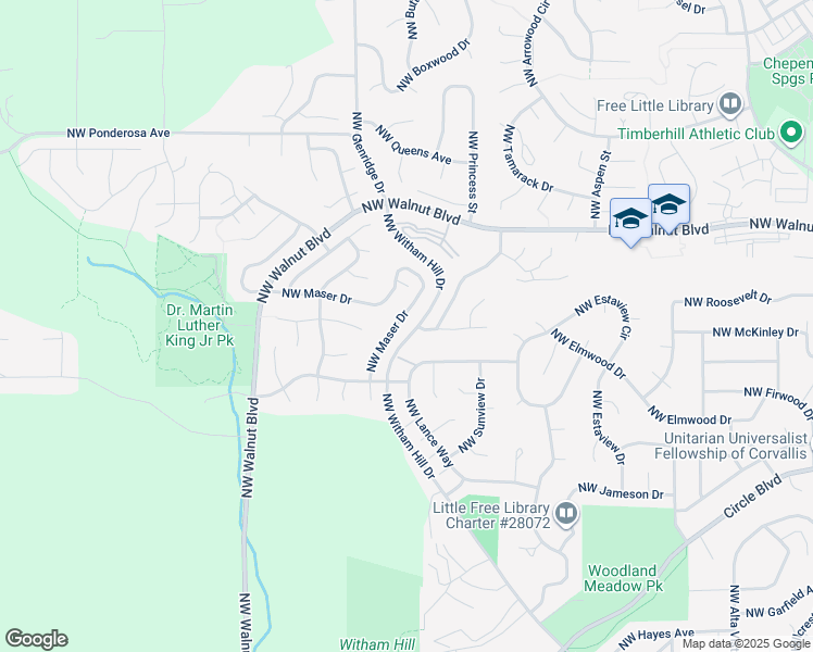 map of restaurants, bars, coffee shops, grocery stores, and more near 2275 Northwest Maser Drive in Corvallis