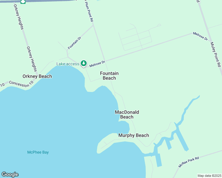map of restaurants, bars, coffee shops, grocery stores, and more near 4458 Plum Point Road in Orillia