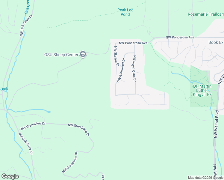 map of restaurants, bars, coffee shops, grocery stores, and more near 2650 Northwest Glenwood Drive in Corvallis