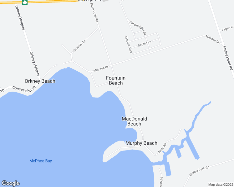 map of restaurants, bars, coffee shops, grocery stores, and more near 4458 Plum Point Road in Orillia
