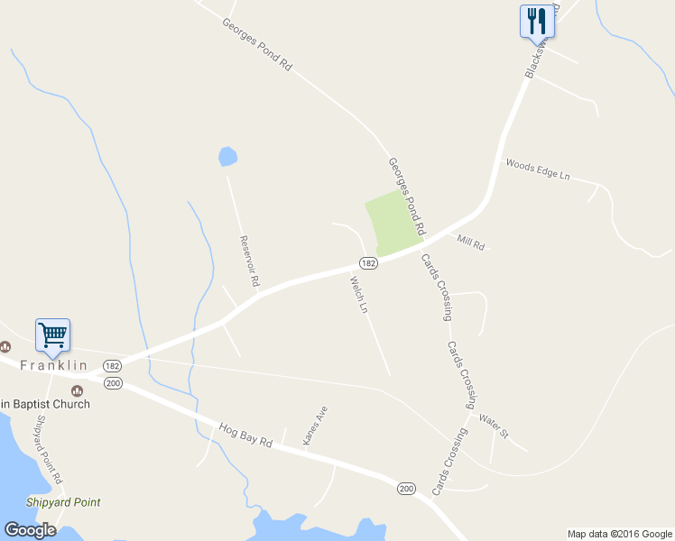 map of restaurants, bars, coffee shops, grocery stores, and more near 6 Blackswoods Road in Franklin