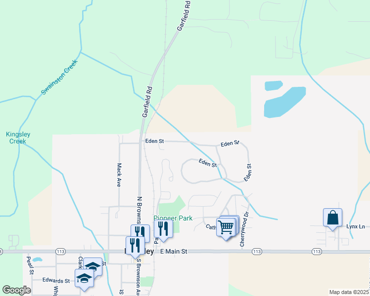 map of restaurants, bars, coffee shops, grocery stores, and more near 787 Eden Street in Kingsley