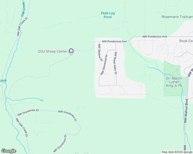 map of restaurants, bars, coffee shops, grocery stores, and more near 2650 Northwest Glenwood Drive in Corvallis