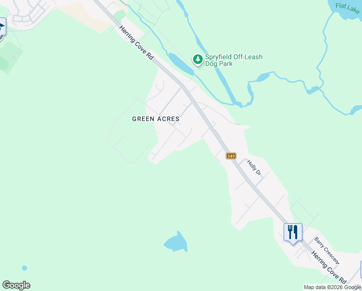 map of restaurants, bars, coffee shops, grocery stores, and more near 20 Trout Run in Halifax