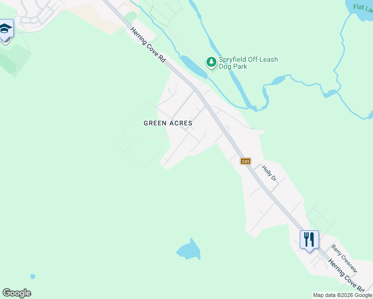 map of restaurants, bars, coffee shops, grocery stores, and more near 27 Trout Run in Halifax