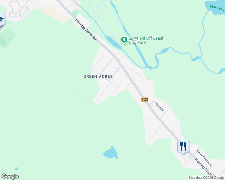 map of restaurants, bars, coffee shops, grocery stores, and more near 13 Trout Run in Halifax