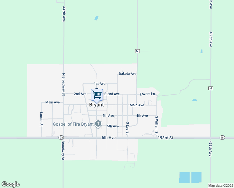 map of restaurants, bars, coffee shops, grocery stores, and more near 200 North Prospect Street in Bryant