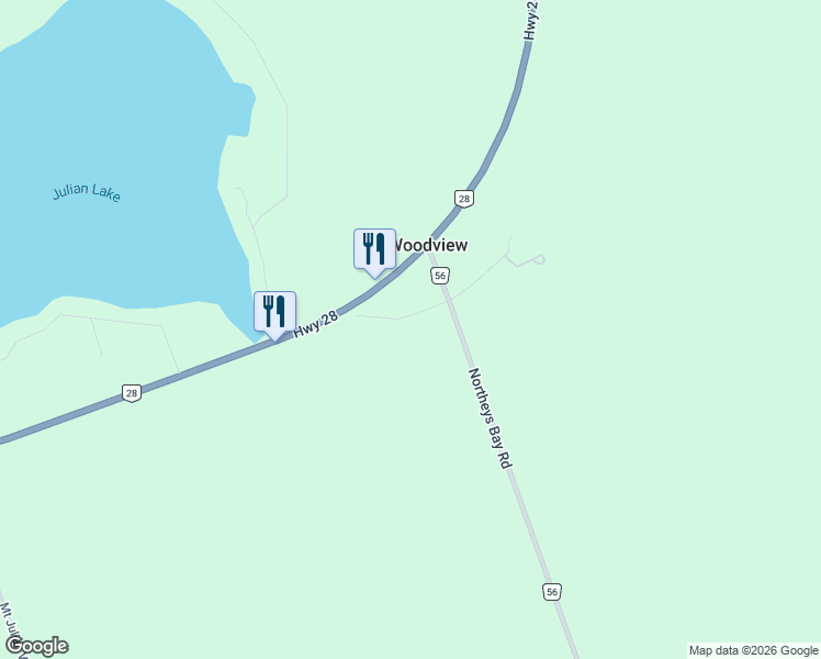 map of restaurants, bars, coffee shops, grocery stores, and more near 27 Library Road in Lakefield