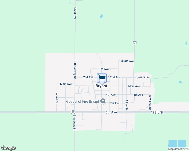 map of restaurants, bars, coffee shops, grocery stores, and more near 112 2nd Avenue in Bryant