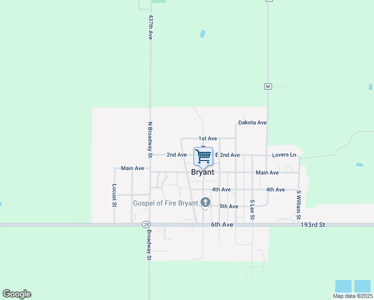 map of restaurants, bars, coffee shops, grocery stores, and more near 112 2nd Avenue in Bryant