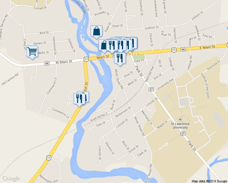 map of restaurants, bars, coffee shops, grocery stores, and more near 8 Buck St in Canton