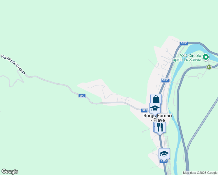 map of restaurants, bars, coffee shops, grocery stores, and more near 11 Località Panigasse in Borgo Fornari