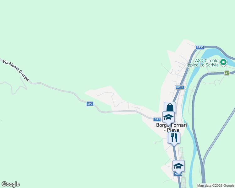 map of restaurants, bars, coffee shops, grocery stores, and more near 11 Località Panigasse in Borgo Fornari