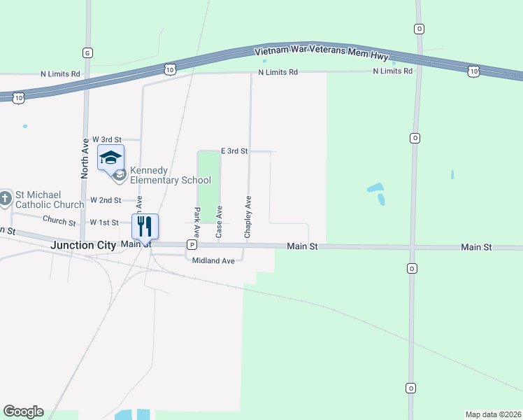 map of restaurants, bars, coffee shops, grocery stores, and more near 433 Chapley Avenue in Junction City