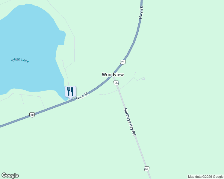 map of restaurants, bars, coffee shops, grocery stores, and more near 27 Library Road in Lakefield