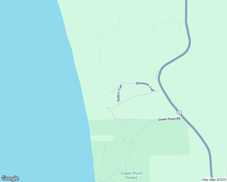 map of restaurants, bars, coffee shops, grocery stores, and more near Rudy's Trail in Benzie County