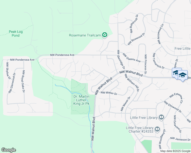 map of restaurants, bars, coffee shops, grocery stores, and more near 4743 Northwest Veronica Place in Corvallis