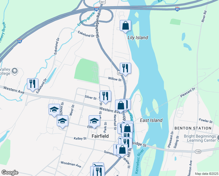 map of restaurants, bars, coffee shops, grocery stores, and more near 8 Osborne Court in Fairfield