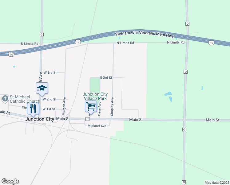 map of restaurants, bars, coffee shops, grocery stores, and more near 317 Chapley Avenue in Junction City