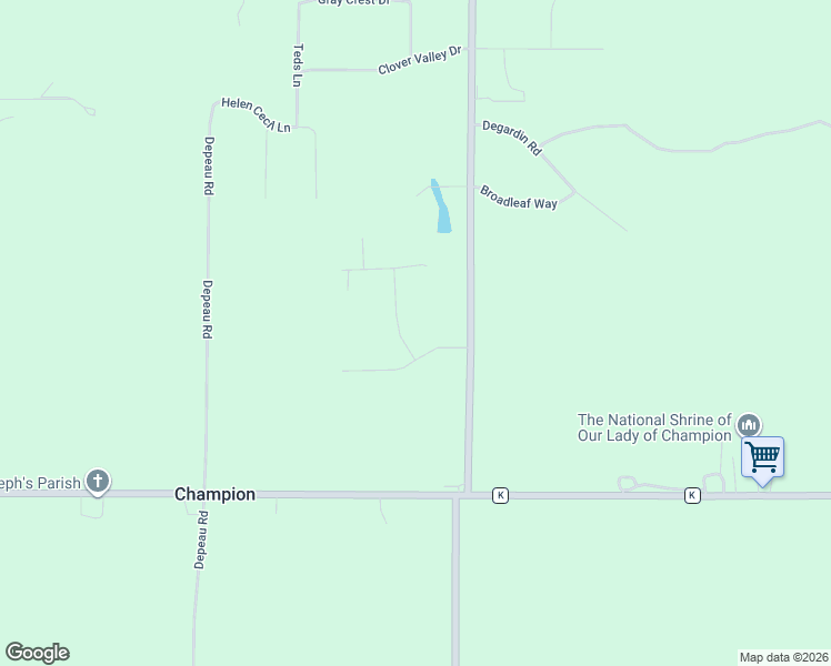 map of restaurants, bars, coffee shops, grocery stores, and more near 4122 Granite Way in New Franken